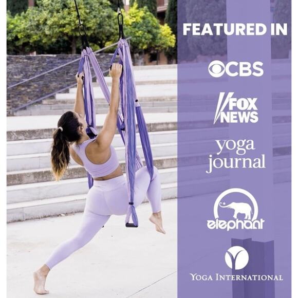 YOGABODY Practice is Everything Yoga Trapeze Ceiling Bar Swing Hooks RARE Purple - Picture 3 of 11